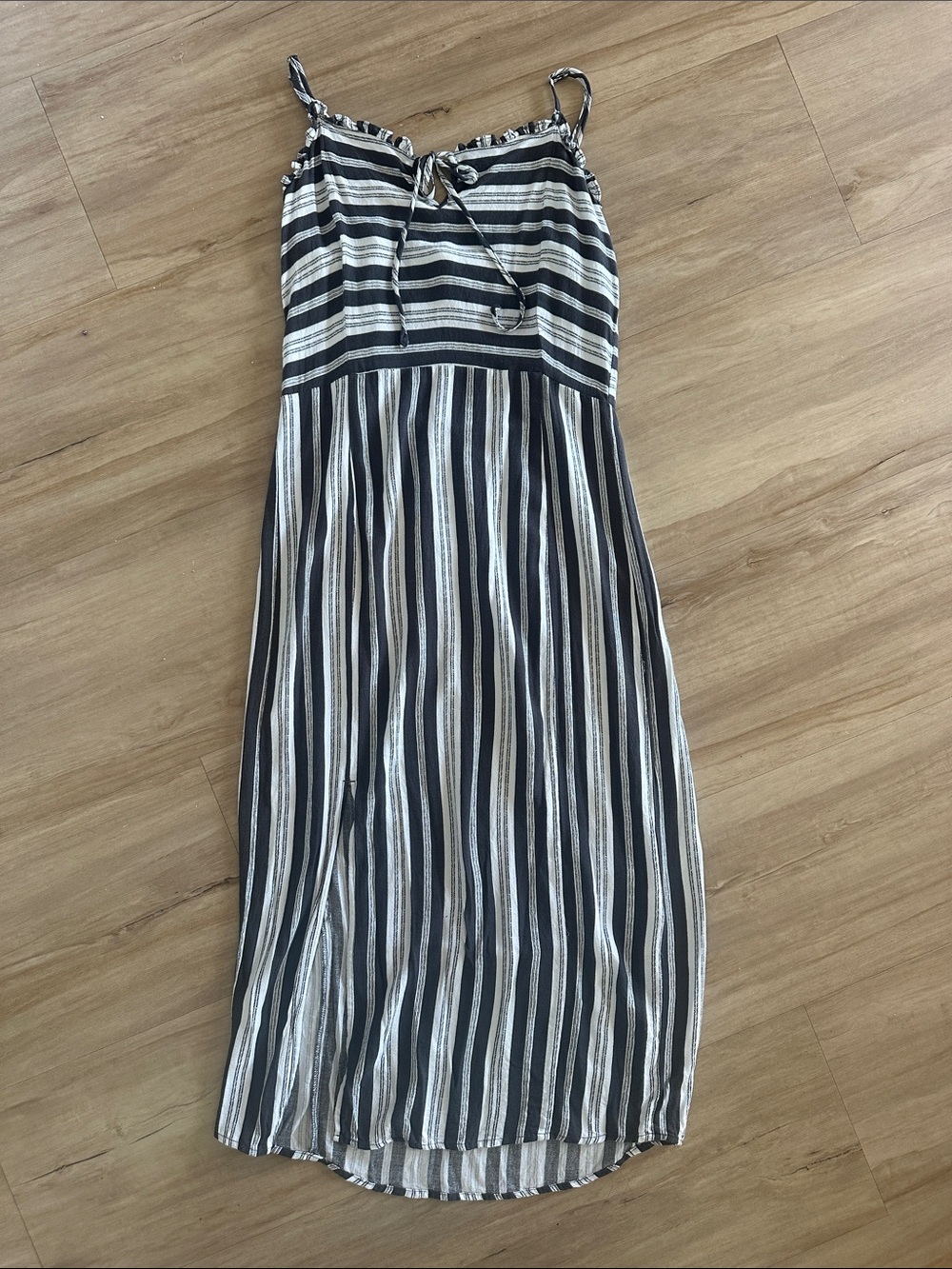 saltwater LUXE Black and White Striped Spaghetti Strap Maxi Dress